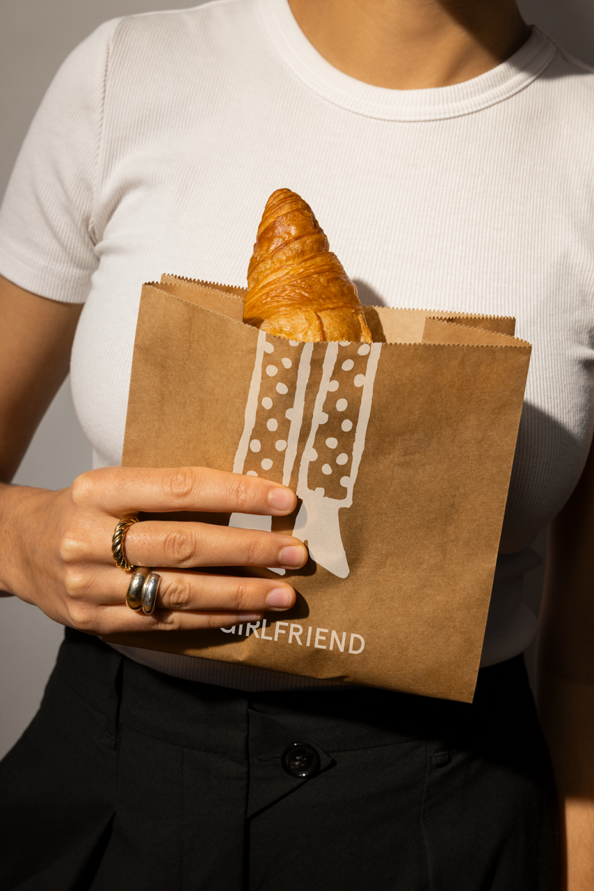 Girlfriend paper bag with croissant