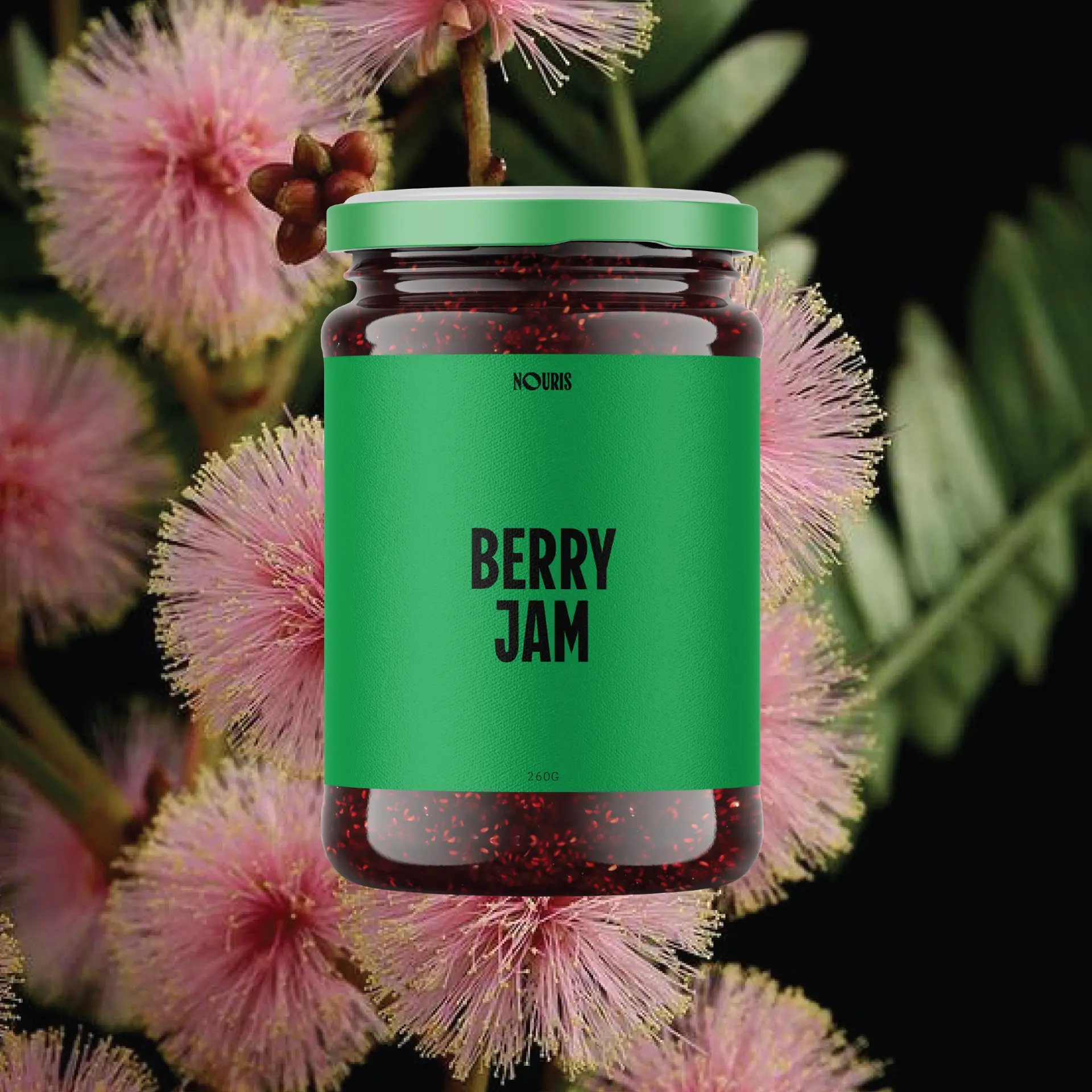 Nouris berry jam jar