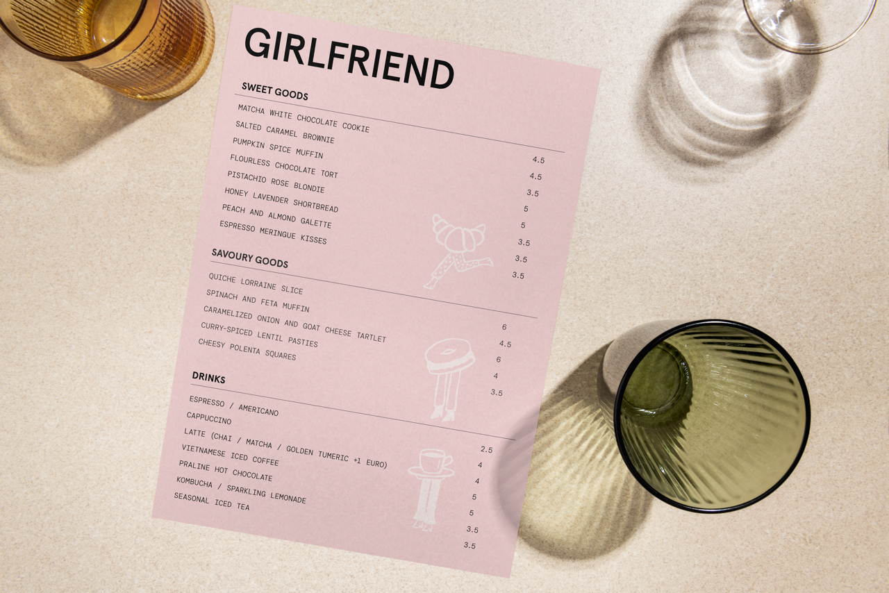 Girlfriend menu design